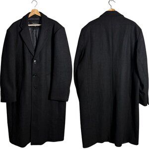 Braveman Wool Long Overcoat Mens XXL Black Formal Classic Minimalist Career NWOT